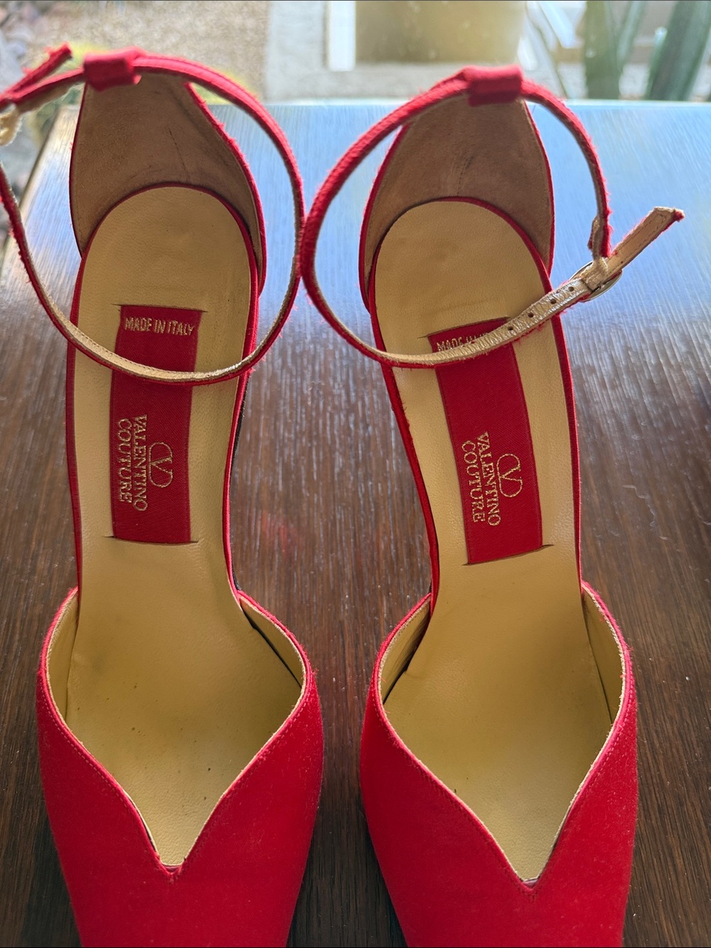 Valentino Garavani Red Pointed-Toe Ankle-Strap Heels - Picture 2 of 5